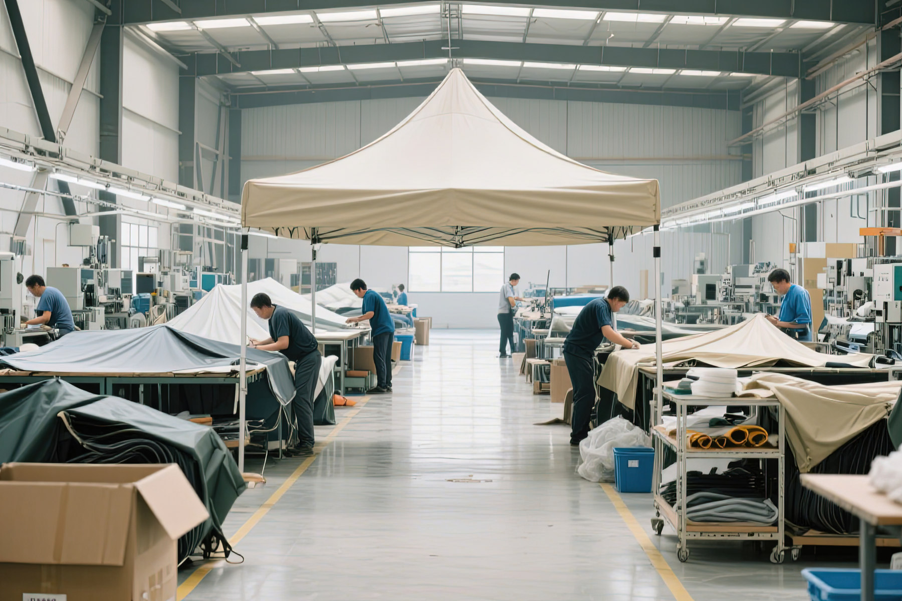 A view of the extensive UNIQUECANOPY factory and production facility.