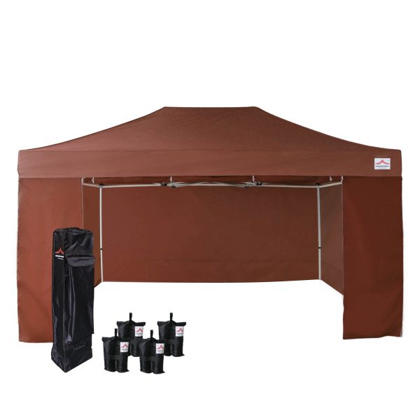 10x10 brown instant canopy tent with sides
