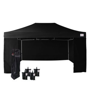 black 10x15 pop up canopy with sides