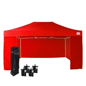 red 10x15 pop up canopy with screen