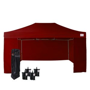 UniqueCanopy pop up red tent 10 x 15 canopy with folding sides