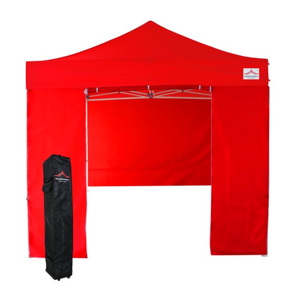 red ez pop up 8x8 trade show canopy tent