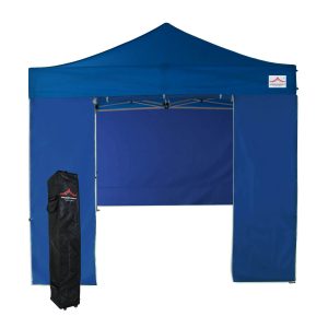 UniqueCanopy 8x8 blue pop up canopy tent with 4 removable side walls