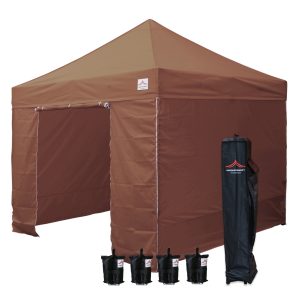 10x10 brown canopy with sidewalls