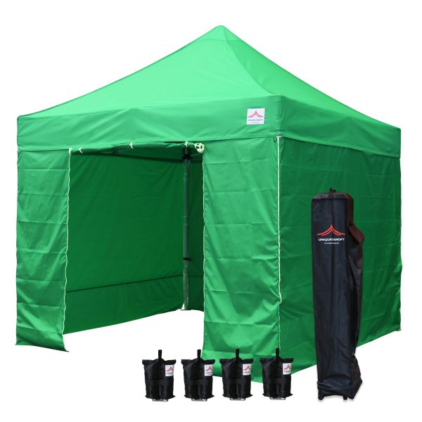 green 10x10 canopy tent with sidewalls