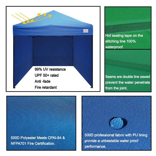 material of 10x10 pop up canpy with side