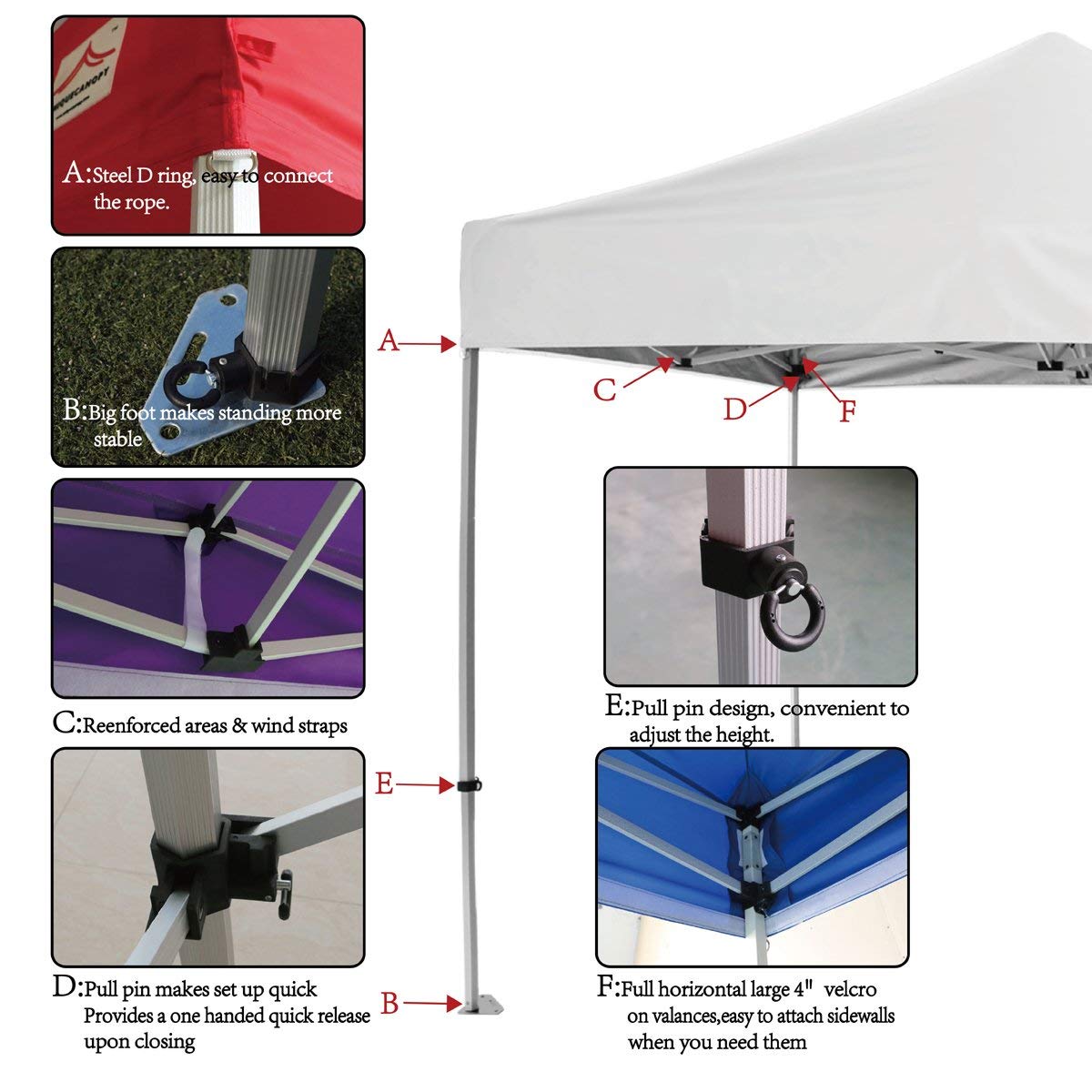 parts of 10x10 pop up canpy with side