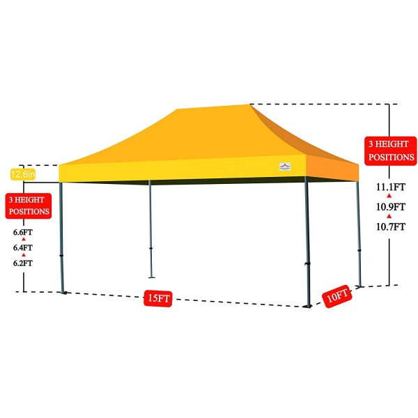 size of enhanced 10x15 pop up canopy