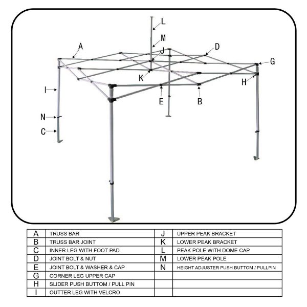 10x10 pop up canopy frame parts