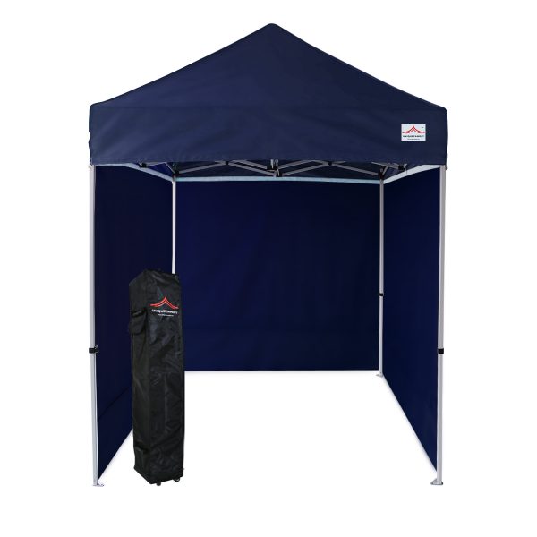 Navy blue 5x5 pop up canopy with sidewalls