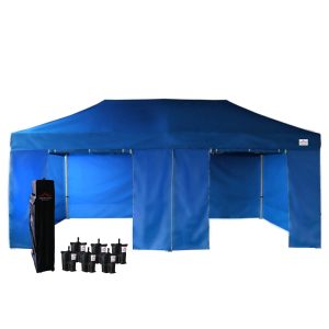 2 door blue 10x20 ez up canopy with sides